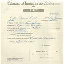 Registo de velocípede de marca Vilar, com o nº 4887, em nome de José Nunes Coral, morador em S. João das Lampas.