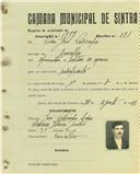 Registo de matricula de velocipedista em nome de Pedro José Policarpo, morador em Concelho, com o nº de inscrição 1777.