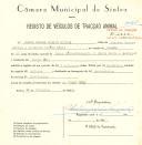 Registo de um veiculo de duas rodas tirado por dois animais de espécie asinina destinado a transporte de mercadorias em nome de Maria Isabel Duarte Matias, moradora em Campo Raso.