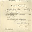 Registo de velocípede com o nº 687, em nome de Alberto Vicente Sisudo, morador em Almoçageme.