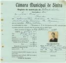 Registo de matricula de velocipedista em nome de José Dias, morador no Penedo, com o nº de inscrição 765.