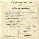 Registo de velocípede de marca Mauritane, com o nº 4093, em nome de Raul António de Matos, morador em Cacém de Baixo.