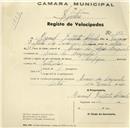 Registo de velocípede de marca Olympique, com o nº 371, em nome de Manuel Batista Sobrinho, morador em Arneiro da Arreganha.