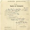 Registo de velocípede de marca Flecha, com o nº 2071, em nome de Maria Helena Pires Mora Porteiro, moradora em Pinhal da Nazaré.