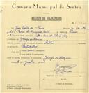 Registo de velocípede de marca Zitta, com o nº 6477, em nome de João Brites de Moura, morador em Granja do Marquês.