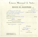 Registo de velocípede com o nº 9518, em nome de Francisco dos Santos Neto, morador em Carenque.