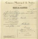 Registo de velocípede de marca Caravela, com o nº 8067, em nome de José Inácio Franco, morador em Fontanelas.