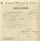Registo de velocípede com o nº 8104, em nome de Manuel Pereira Belo Júnior, morador em Linhó.