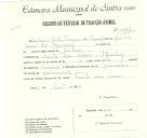 Registo de um veiculo de quatro rodas tirado por um animal de espécie cavalar destinado a transporte de mercadorias em nome de António Artur Ferreira do Amaral.