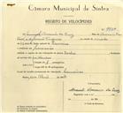 Registo de velocípede de marca Sachs, com o nº 9960, em nome de Manuel Américo da Cruz, morador em Lameiras.