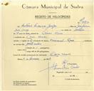 Registo de velocípede de marca Raio, com o nº 9710, em nome de António França Jorge, morador em Casas Novas.