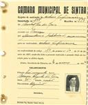 Registo de matricula de cocheiro profissional em nome de Aníbal José dos Reis, morador na Barrosa, com o nº de inscrição 855.