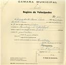 Registo de velocípede de marca Elite, com o nº 251, em nome de Mercedes de Sousa Pana, moradora na Rua 9 de Abril, Queluz. 