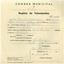 Registo de velocípede de marca Cycles Pombal, com o nº 4077, em nome de José Pesquita Cantadeira, morador em Pero Pinheiro.