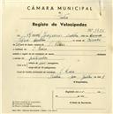 Registo de velocípede com o nº 3726, em nome de Manuel Joaquim Coelho, morador em S. Pedro de Sintra.