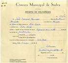 Registo de velocípede de marca Especial, com o nº 9940, em nome de João Marques Canadas, morador em Vila Verde.