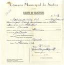 Registo de velocípede de marca Ferman, com o nº 5612, em nome de Rodrigo da Silva [Orfo], morador em Barreira.