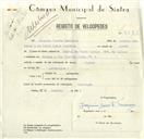 Registo de velocípede de marca Alpino, com o nº 8512, em nome de Joaquim Duarte Ferreira, morador em Rua Vieitas Costa nº 1, Queluz.