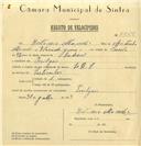 Registo de velocípede de marca L.R.S., com o nº 6555, em nome de António Mendes, morador em Pexilgais.