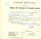 Registo de um veiculo de duas rodas tirado por um animal de espécie cavalar destinado a transporte de mercadorias em nome de Arminda Duarte Lavrador, moradora na Várzea de Sintra. 