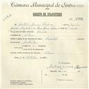 Registo de velocípede de marca Oriental, com o nº 4888, em nome de António Gomes Raposo, morador em Colares.