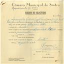 Registo de velocípede de marca Alpino com motor, com o nº 6085, em nome de Manuel da Piedade dos Santos Parracho, morador em Sintra.