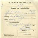 Registo de velocípede de marca J.M.F., com o nº 3686, em nome de José Maria Cristovão, morador em Fação do Além.