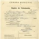 Registo de velocípede de marca Champion, com o nº 4138, em nome de Francisco Máximo Dias, morador em Almoçageme.