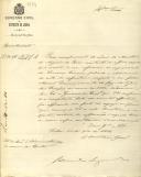 Ofício do Secretário Geral da Repartição do Governo Civil de Lisboa, Eduardo Segurado, ao Administrador do Concelho de Sintra, referente ao requerimento de Lourenço Ferreira, pedindo a eliminação da nota do refratário a seu filho, Manuel Lourenço, de S. João das Lampas. Pede o Governo Civil que se informe se o edital de recrutamento foi ou não afixado na porta da igreja.