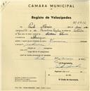 Registo de velocípede com o nº 2432, em nome de Paulo Morais, morador em Albarraque.