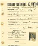 Registo de matricula de velocipedista em nome de Francisco Pereira Roque, morador em Colares, com o nº de inscrição 2117.