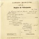 Registo de velocípede com o nº 3046, em nome de Joaquim Santos Gaspar, morador em Cabriz.