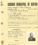 Registo de matricula de cocheiro profissional em nome de Luís Carlos Semelo Fonseca, morador em Alto do Forte, com o nº de inscrição 878.