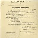 Registo de velocípede de marca Champion, com o nº 1456, em nome de Fernando Moncado, morador em Mem Martins.