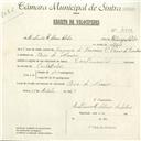 Registo de velocípede de marca Continental, com o nº 4608, em nome de António Aldino da Silva, morador em Rio de Mouro.