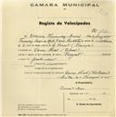 Registo de velocípede de Peugeot, com o nº 1211, em nome de Dorina Fernandez Arias, moradora em Casas Novas.