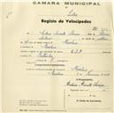 Registo de velocípede de marca EJF, com o nº 332, em nome de António Aniceto Silverio, morador em Morelena.