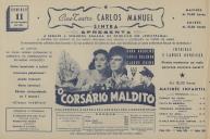 Programa do filme "O Corsário Maldito" com a participação de Dana Andrews, Carla Balenda e Claude Rains.