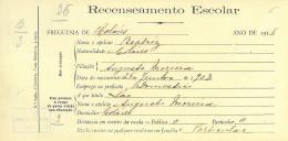 Recenseamento escolar de Beatriz Moreira, filha de Augusto Moreira, moradora em Colares.
