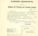 Registo de um veiculo de duas rodas tirado por um animal de espécie asinina destinado a transporte de mercadorias em nome de Manuel Dias, morador na Malveira.