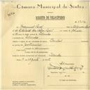 Registo de velocípede de marca Pombal, com o nº 5933, em nome de Manuel Leal, morador em Idanha.