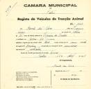 Registo de um veiculo de duas rodas tirado por um animal de espécie bovina destinado a transporte de mercadorias em nome de David da Silva, morador em Covas, Rio de Mouro.