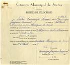 Registo de velocípede de marca Alpino, com o nº 9966+, em nome de Vítor Domingos Simões, morador em Machado.