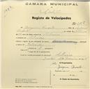 Registo de velocípede com o nº 645, em nome de Joaquim Duarte, morador em Chilreira.