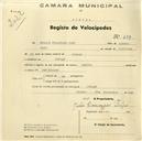 Registo de velocípede de marca Aprilia, com o nº 689, em nome de Manuel Francisco Pais, morador em Sabugo.