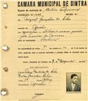 Registo de matricula de cocheiro profissional em nome de Miguel Gonçalves da Silva, morador em Agualva, com o nº de inscrição 1009.