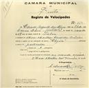 Registo de velocípede de marca Elgin, com o nº 224, em nome de Eduardo Augusto das Dores, morador no Casal das Acácias, Mem Martins.