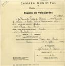 Registo de velocípede de marca Aranha, com o nº 1977, em nome de José Fernando Prieto de Oliveira, morador em Praia das Maçãs.