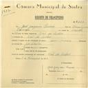 Registo de velocípede com o nº 6211, em nome de José Joaquim Cascais, morador em Vale de Lobos.