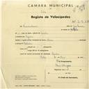 Registo de velocípede de marca Ibérica, com o nº 2910, em nome de Francisco Correia, morador em Agualva.